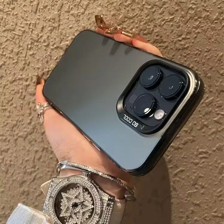 A hand holds an anime spider hero phone case with matte anti-fall protection against a textured wall.