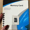 A white card packaging for a Memory Card with a clear plastic memory card visible inside.