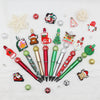 A set of decorative beaded ballpoint pens featuring Christmas and winter themes.