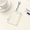 Pendentif porte-photocard en acrylique transparent avec chaîne argentée et charm étoile