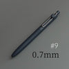 A dark blue precision gel pen with a silver tip is shown diagonally on a gray background, labeled #9 and 0.7mm.