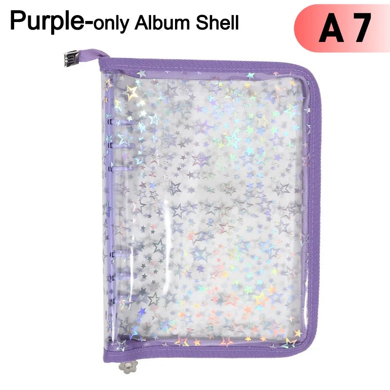Purple-only album shell with a clear plastic cover featuring iridescent stars.