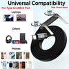 Black braided USB-C cable with integrated phone stand for universal compatibility