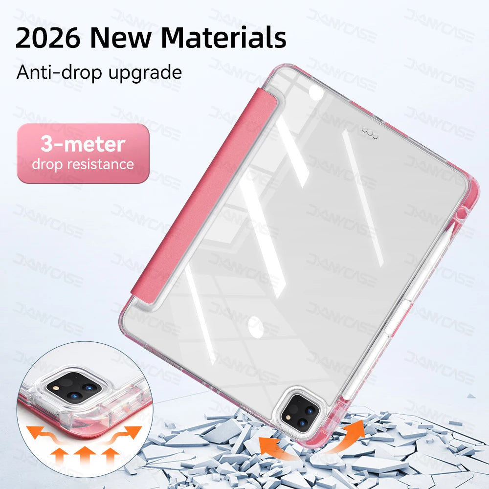 Klares Anti-Sturz-Display-Schutz für iPad, das 3 Meter Sturzfestigkeit gegen zersplittertes Material demonstriert.