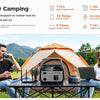 Eine Frau und ein Mann campen und nutzen eine portable Solaranlage zur Stromversorgung von Outdoor-Ausrüstung.