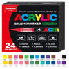 Box of 24 Acrylic Brush Markers featuring various colors including Yellow, Red, Green, and Black.