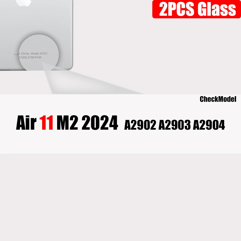 Zwei klare gehärtete Schutzgläser für ein iPad Air 11 M2 2024 Modell.