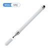 Pluma estilográfica universal blanca de una pieza para tabletas y teléfonos, mostrada en diagonal.