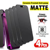A set of four matte ceramic frosted anti-peep privacy screen protectors for an iPhone.