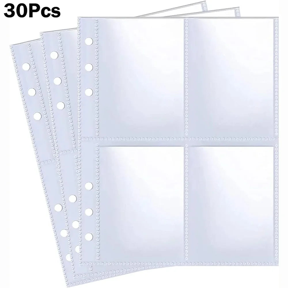 30 pieces of A5 transparent photo card binder sleeves with perforated edges