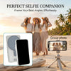 A group of three women posing for a selfie with a magnetic monitor screen attached to a smartphone.