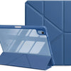A blue Universal Protective Case for an Apple iPad is shown open next to its matching protective cover.
