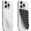 A white smartphone case featuring a silicone suction cup mount with a double-sided grip.