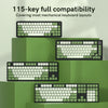 A display of 115-key full compatibility mechanical keyboard keycaps in bright green and black.