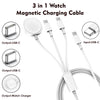 Cable de carga magnético blanco, adaptador 3 en 1 para salida USB-C a cargador de reloj.
