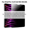 Privacy tempered glass screen protectors for various iPad Pro models including 12.9 inch versions from 2018 to 2022