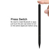 A close-up of a black digital pen with a press switch button on the cap.