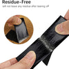 Une main arrache une bande de fermeture velcro sans résidu noire.