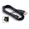 Black mini USB data and charging cable with a connector for cameras and other devices
