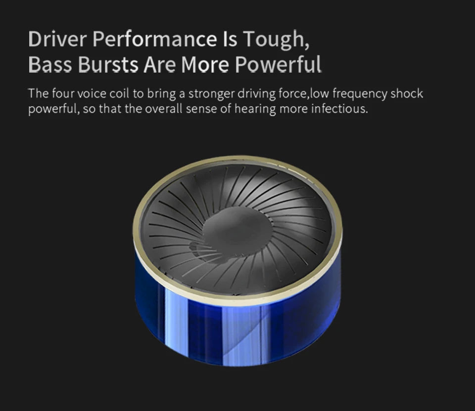 A close-up view of a blue and black driver cone on a headphone, highlighting the speaker component.
