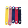 A pack of ten faux leather data cable earphones in various colors including yellow, pink, blue, and red.