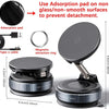 A magnetic wireless phone mount shown with an adsorption pad for preventing detachment.
