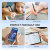 A collection of images showing a precision capacitive stylus pen being used for drawing, note-taking, playing games, and work
