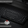 Black mechanical keyboard featuring wireline singlemode and side engraving with a red switch and white light.