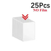 A box containing 25 clear protective card sleeves with no film.