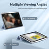 A clear protective case for an iPad showing multiple viewing angles, including a 65 degree viewing angle and 30 degree typing