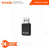 A black Tenda Compact Dual-Band Wi-Fi 6 USB Adapter with FCC certification markings.
