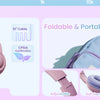 Pink and purple foldable portable headphones with soft eartips and adjustable design
