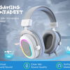 A gray FIFINE RGB gaming headset is shown with features like 7.1 Virtual Surround Sound, clear mic quality, and soft comforta