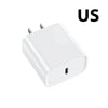 A white 40W Fast Charging USB-C power adapter with two protruding pins.