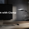 22-Zoll-Magic-Arm mit Spannvorrichtung, montiert auf einem Schreibtisch, für flexible Kamerastellung.