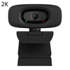 A black 2K web camera with an autofocus lens and indicator lights.