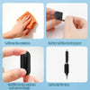 Instructions showing how to use a self-adhesive silicone pen holder by cleaning the surface, tearing off the back paper, stic