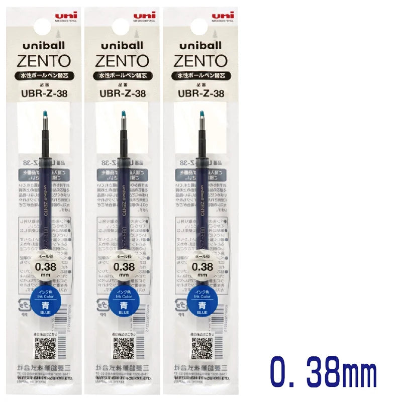 Three packs of Uniball ZENTO pens with 0.38mm fine point ink cartridges