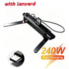 Black 2-in-1 fast charging USB-C adapter with a lanyard and foldable stand.