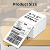 A stack of 500 thermal shipping labels measuring 4x6 inches is shown on a wooden surface.