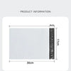 A rectangular white self-adhesive sealed packing bag with dimensions 30cm by 17cm and a black sealing strip.