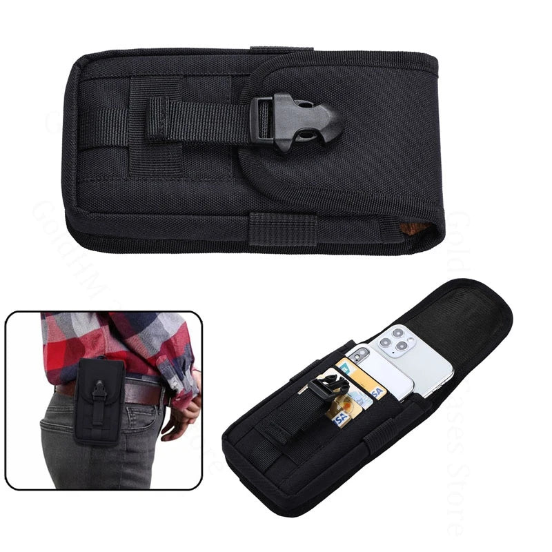 Black multilayer card slot phone pouch for Doogee and similar models