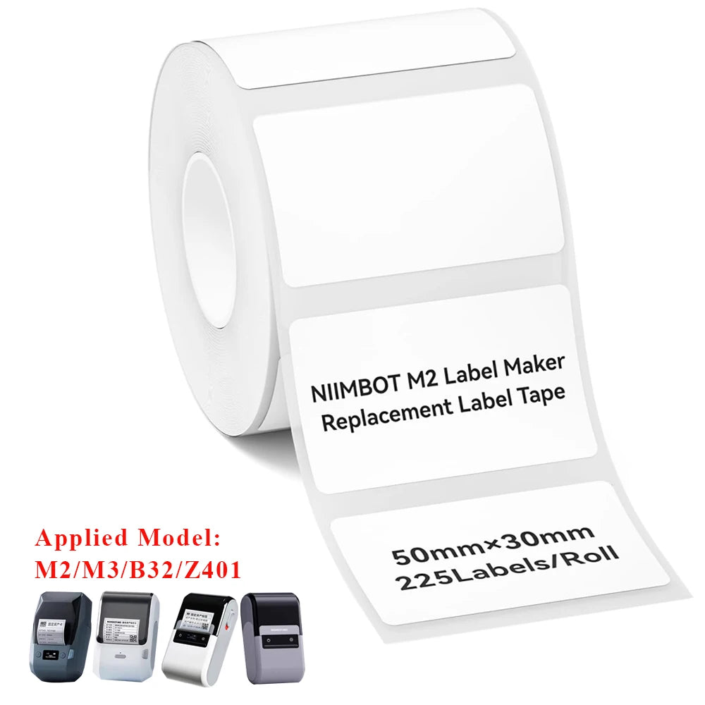 Roll of NIIMBOT M2 Label Maker replacement label tape with 50mmx30mm labels