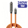 A 240W 1M fast charging USB-C to USB-C data cable with a durable connector and orange wire.