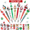 A set of seven decorative beaded ballpoint pens featuring Christmas and festive designs