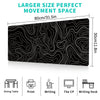 Black gaming mouse pad with a topographic line design, measuring 80cm by 30cm.