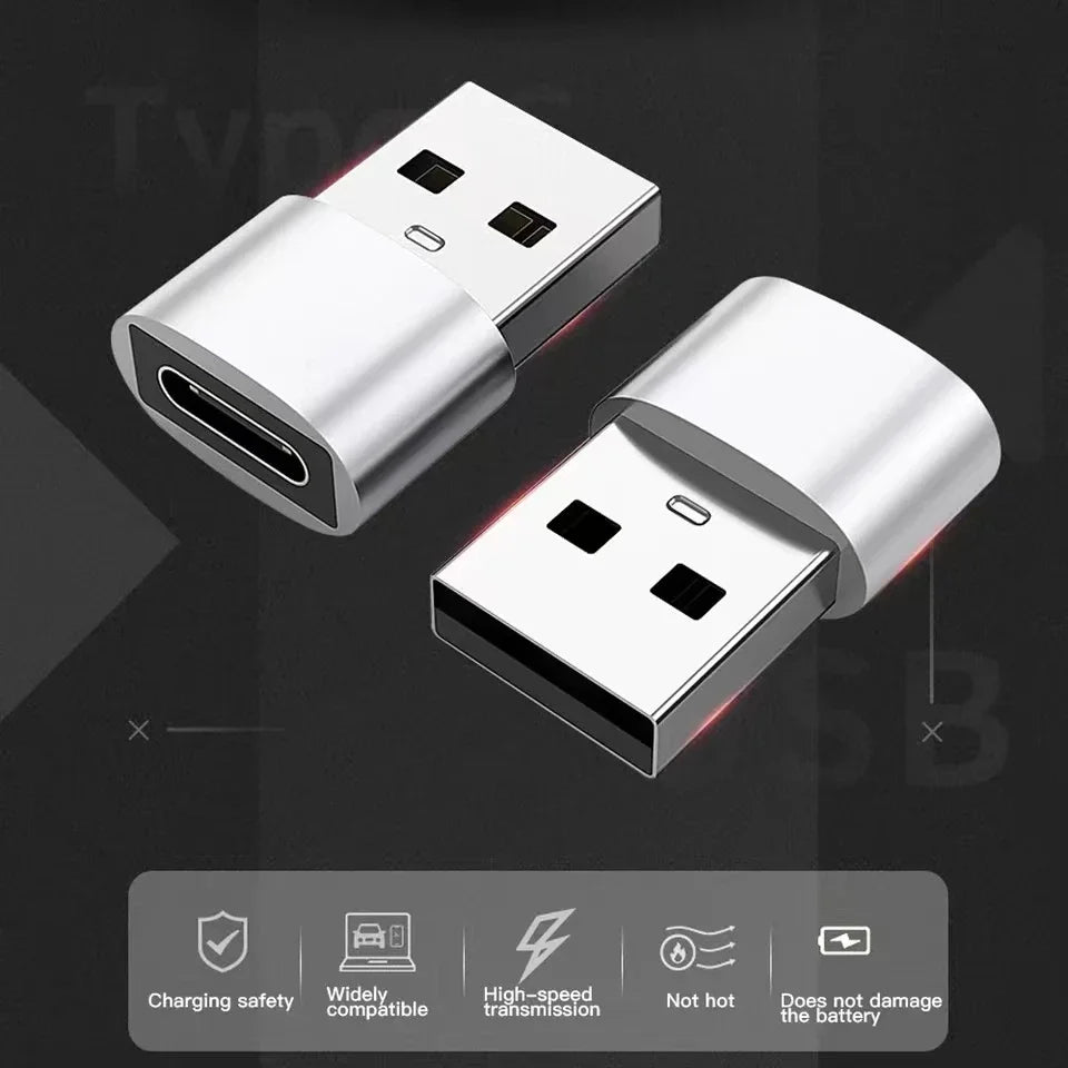 A 3-pack of silver USB to USB-C adapter cables for fast charging and data transfer.