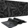 A black rubber mouse pad featuring white contour lines for gaming and desk use.