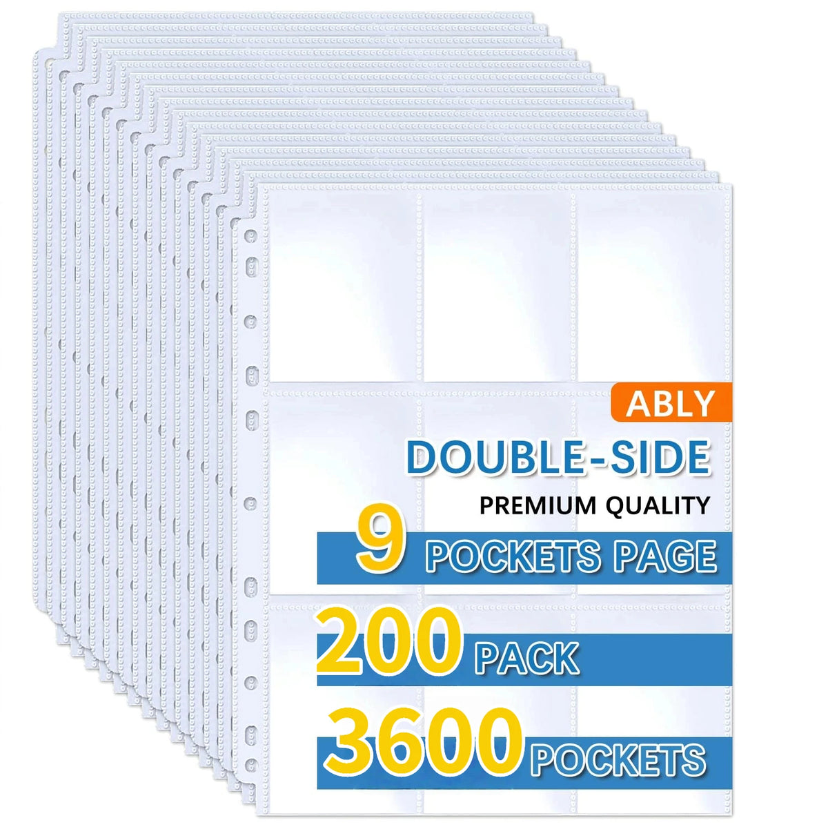A stack of 200 packs of double-sided card sleeve pages with 3600 pockets for binder albums