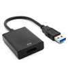 Black USB 3.0 to HDMI adapter cable with a square connector and an HDMI plug.